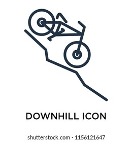 Downhill icon vector isolated on white background, Downhill transparent sign , thin pictogram or outline symbol design in linear style
