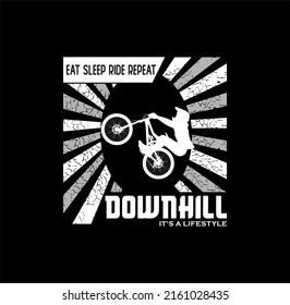 DOWNHILL JUST RIDE,TYPOGRAPHY DESIGN T-SHIRT PRINT VECTOR.