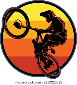 downhill mountain bike with helmet