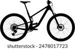 Downhill mountain bike side view silhouette illustration with detailed part