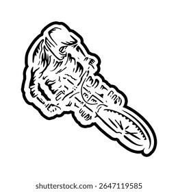 Downhill MTB Rider Vector, Extreme Sports Cycling Line Art Illustration.