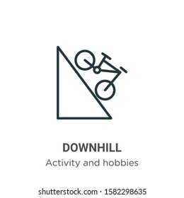 Downhill outline vector icon. Thin line black downhill icon, flat vector simple element illustration from editable activities concept isolated on white background
