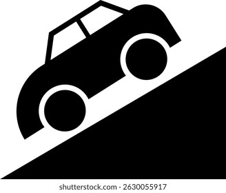downhill road sign. decent road safety sign. vehicle uphill street safety icon. Traffic Road Sign. damaged surface
