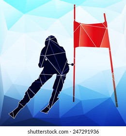 Downhill skier. Abstract vector geometric silhouette of triangles