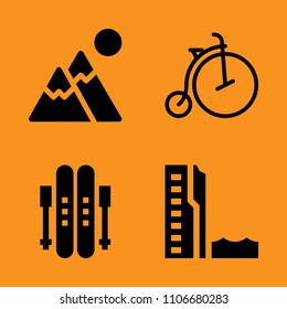 downhill, skier, motion and cold icons set. Vector illustration for web and design