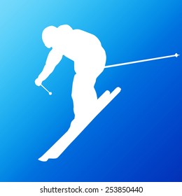 Downhill skier. Vector silhouette