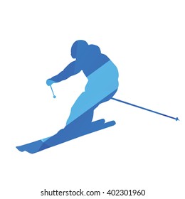 Downhill skier, vector silhouette