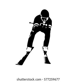 Downhill skiing, abstract vector silhouette