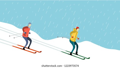 Downhill Skiing Cartoon Illustration Stock Vector (Royalty Free) 1223973574