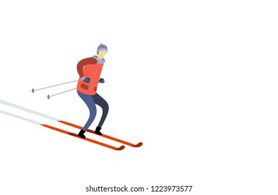 Downhill skiing cartoon illustration