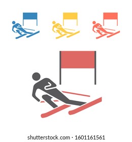 Downhill skiing icon. Vector signs for web graphics.