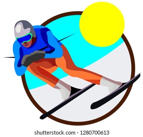 downhill skiing icon, Winter sports, vector isolated on white background