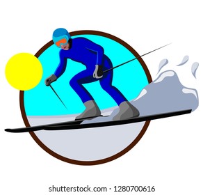 downhill skiing icon, Winter sports, vector isolated on white background
