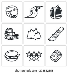 Downhill Skiing icons. Vector Illustration.