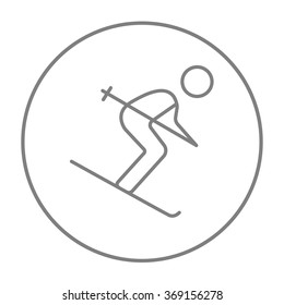 Downhill skiing line icon.