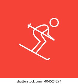Downhill skiing line icon.