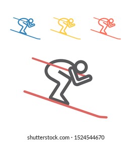 Downhill skiing line icon. Vector signs for web graphics.