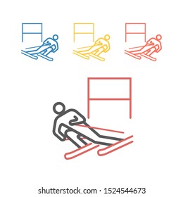 Downhill skiing line icon. Vector signs for web graphics.