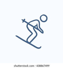 Downhill skiing vector sketch icon isolated on background. Hand drawn Downhill skiing icon. Downhill skiing sketch icon for infographic, website or app.