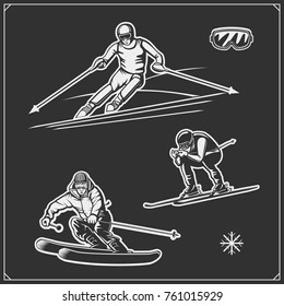 Downhill and slalom ski racer illustration.