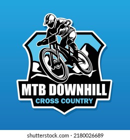 Downhill sports bicycle logo. It is suitable for logos, clubs and bicycle sports organizations.