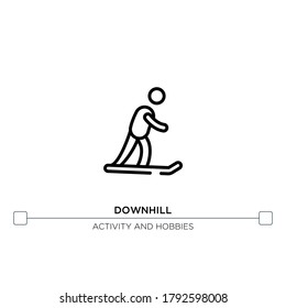 downhill vector line icon. Simple element illustration. Downhill outline icon from activity and hobbies concept. Can be used for web and mobile

