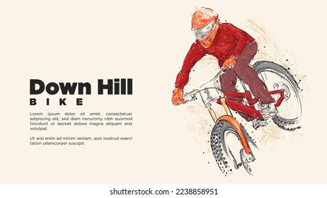 downhill web page tempalte event announcement. water color style vector illustration