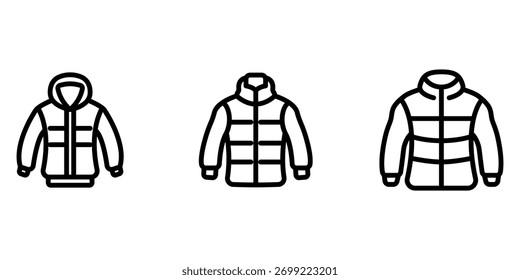 down-jacket outline or line icon design bundle.
