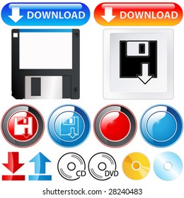 downlaod, cd, dvd - icon set