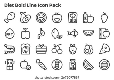 Download 28 scalable Extra Bold Line icons designed for Diet, suitable for professional and creative projects.