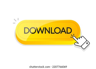 Download 3d button. Mouse touched button. Vector illustration.