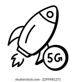 Download 5g rocket speed doodle icon