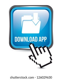 download app button over white background. vector illustration