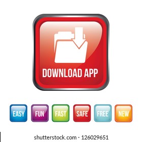 download app button over white background. vector illustration