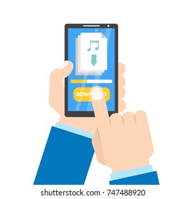 Download app concept. Smartphone in hand. Vector illustration