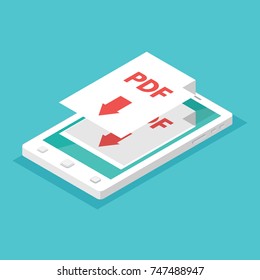Download app concept. Smartphone isometric.  Vector illustration