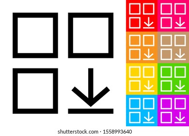 Download App. Line Icon With Different Color Background.