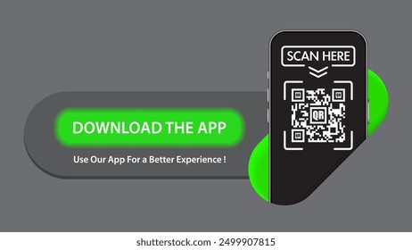 Download The App Now. Promotional Stickers, cover, label, and banner. Simple UI Design. Vector.