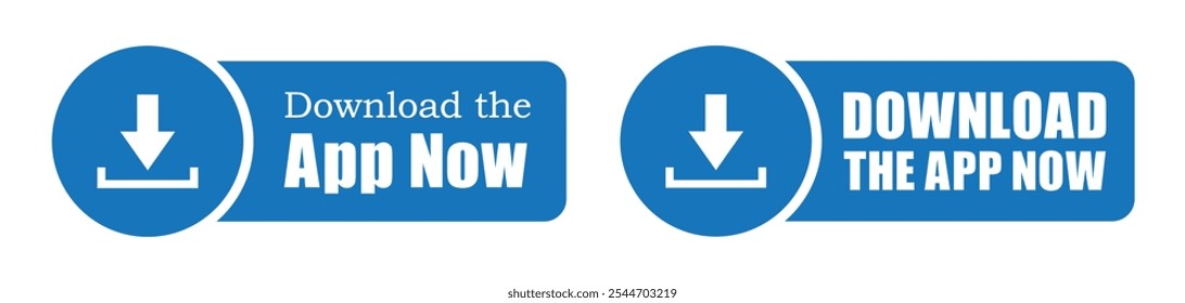 Download the app now set icon, vector illustration