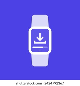 Download app vector icon with a smart watch