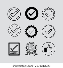 Download approved black vector icons with a sleek, minimalist design. Perfect for web, apps, and presentations. High-quality, scalable icons to enhance any professional project.