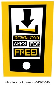Download Apps For Free (Flat Style Vector Illustration Quote Poster Design)