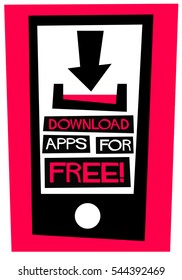 Download Apps For Free (Flat Style Vector Illustration Quote Poster Design)