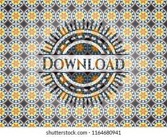 Download arabesque emblem background. arabic decoration.