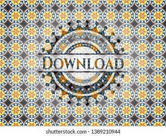 Download arabic badge background. Arabesque decoration.