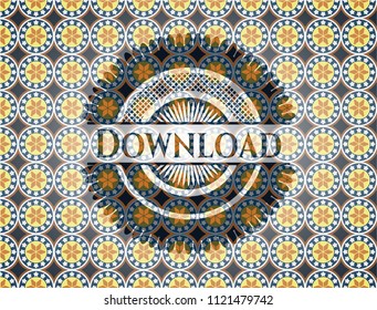 Download arabic emblem background. Arabesque decoration.