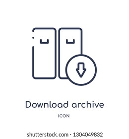 download archive icon from user interface outline collection. Thin line download archive icon isolated on white background.