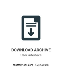 Download archive vector icon on white background. Flat vector download archive icon symbol sign from modern user interface collection for mobile concept and web apps design.
