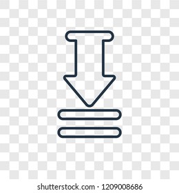 Download Arrow with Bar concept vector linear icon isolated on transparent background, Download Arrow with Bar concept transparency concept in outline style