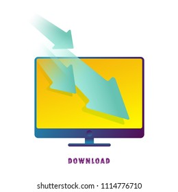 Download. The arrow in the computer. Vector illustration. Flat. Gradient.